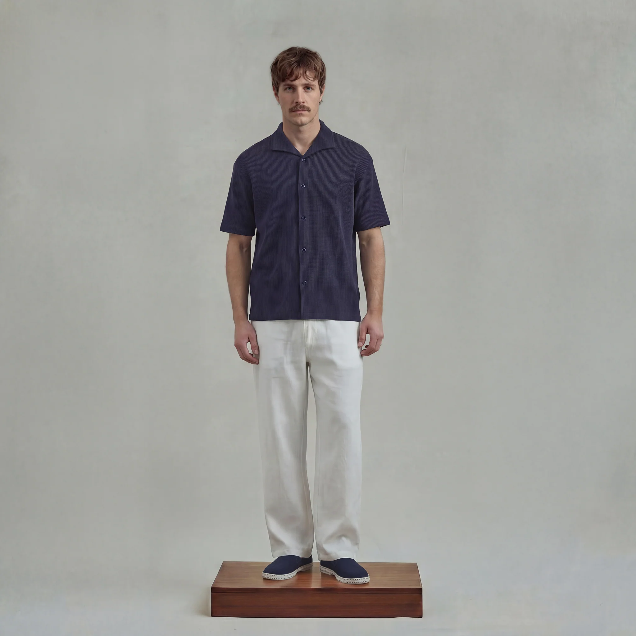 Chemise en tricot nid d'abeille avec col requin - Image 3