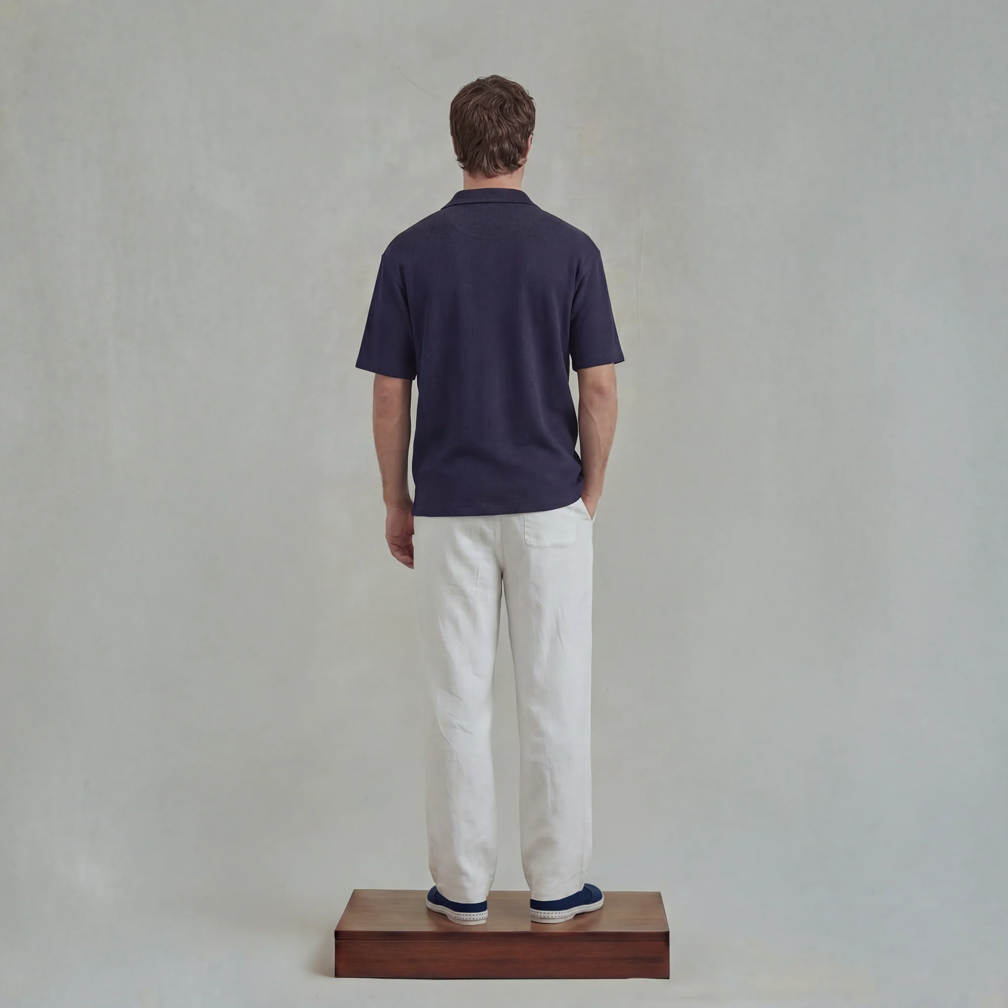Chemise en tricot nid d'abeille avec col requin - Image 4