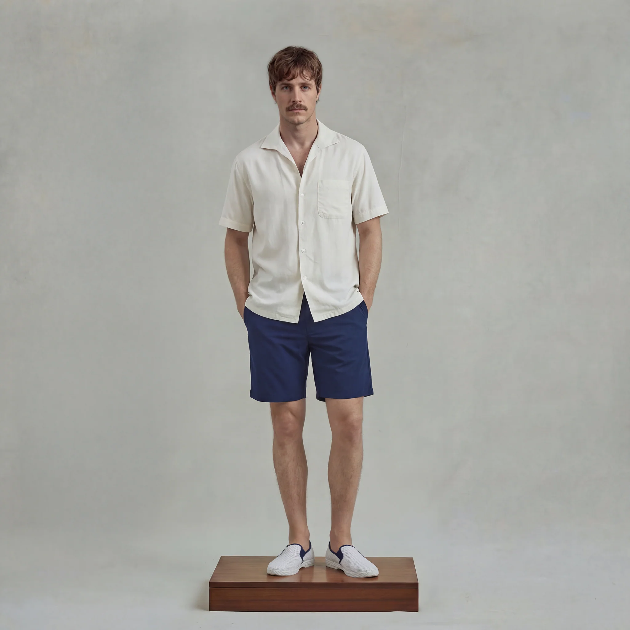 Chemise à manches courtes en lyocell avec col requin et poche poitrine - Image 3