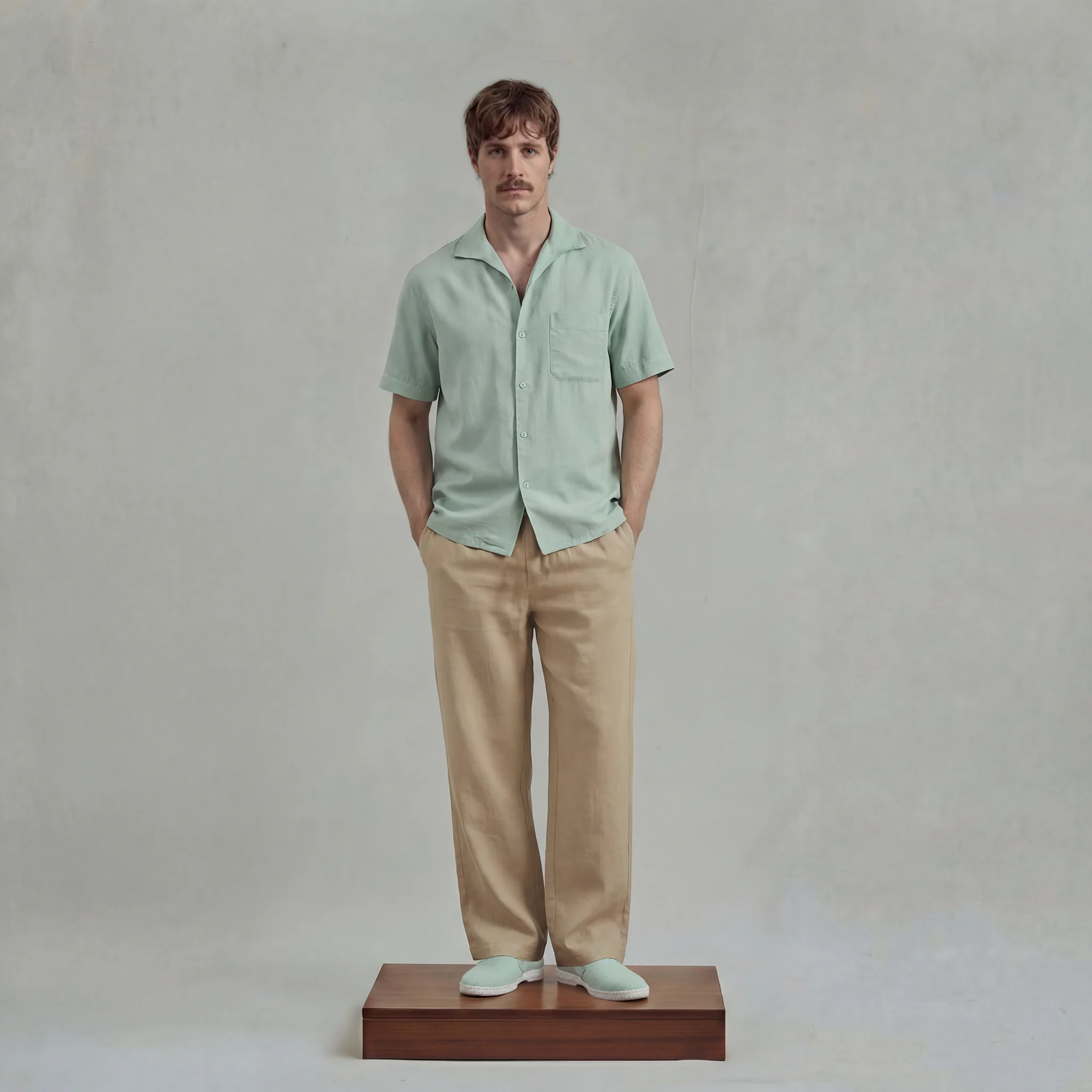 Chemise à manches courtes en lyocell avec col requin et poche poitrine - Image 3