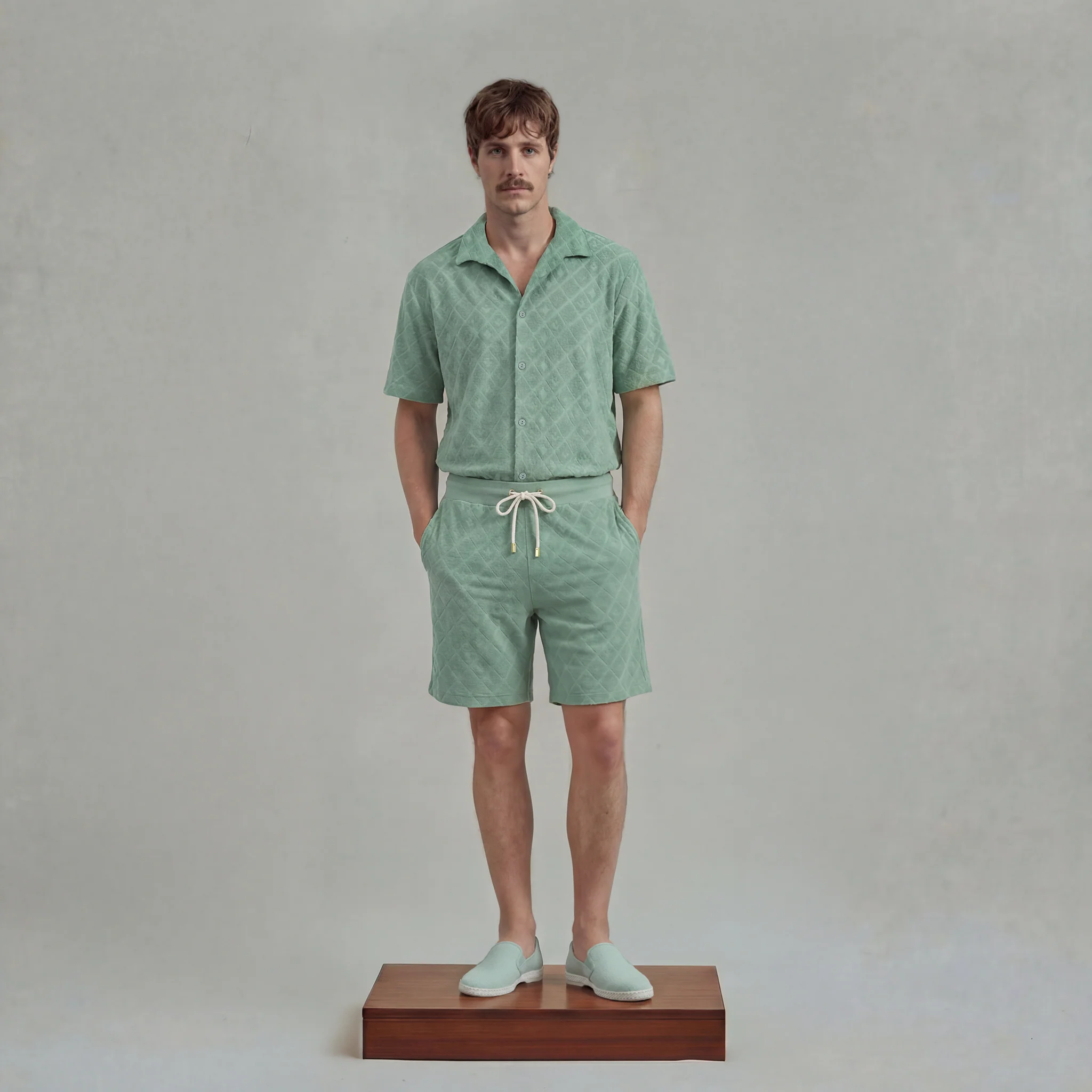Short droit en éponge Jacquard fantaisie avec cordon de serrage - Image 3