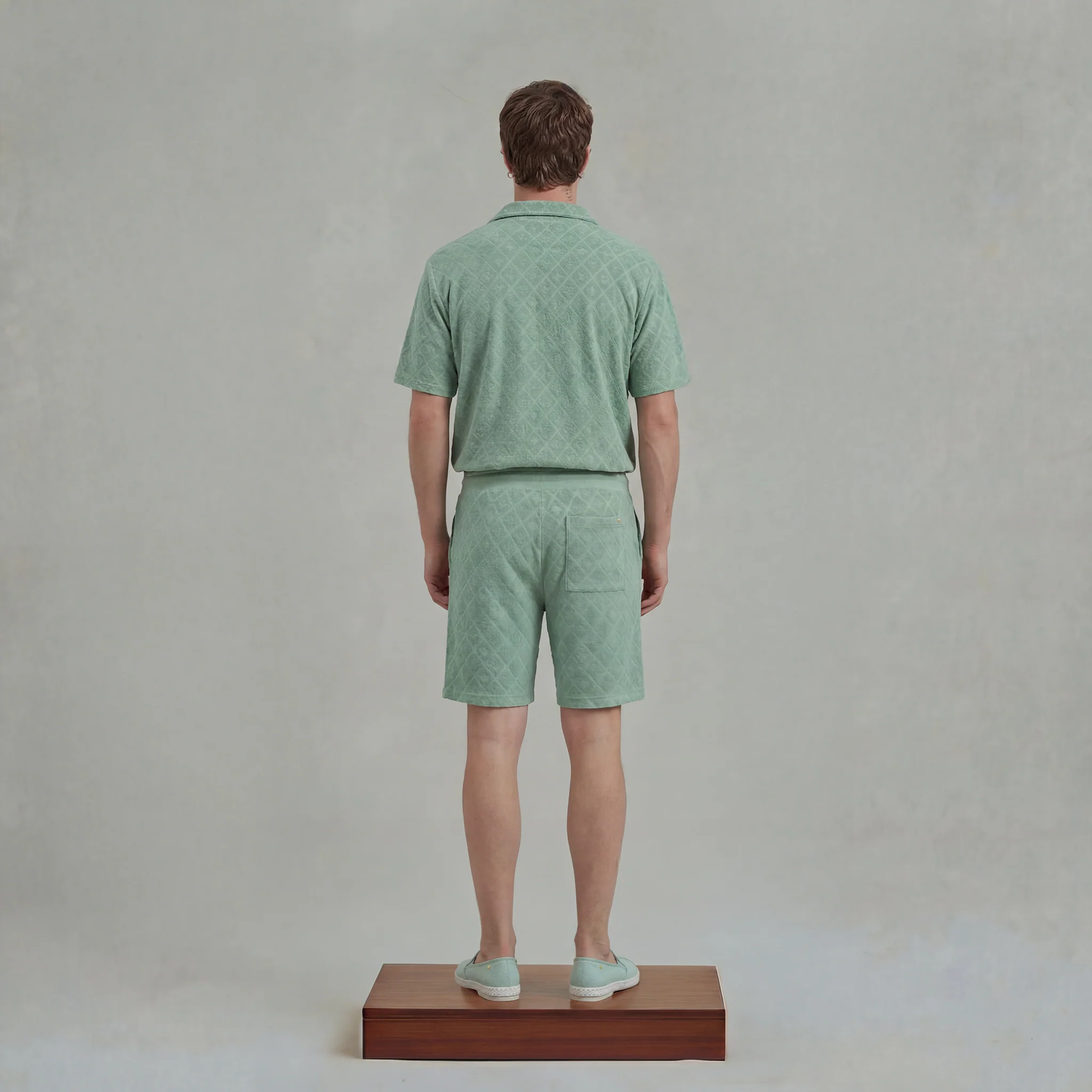 Short droit en éponge Jacquard fantaisie avec cordon de serrage - Image 4